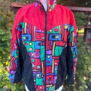 Vintage Geometric Pattern Windbreaker